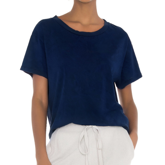 Nili Lotan 100% Linen Oversized Navy Blue Short Sleeve T-Shirt Sweater X-Small - Picture 6 of 15